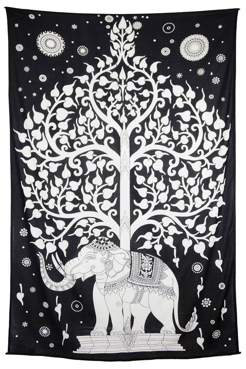 Elephant Tree Blk/Wht Tapestry