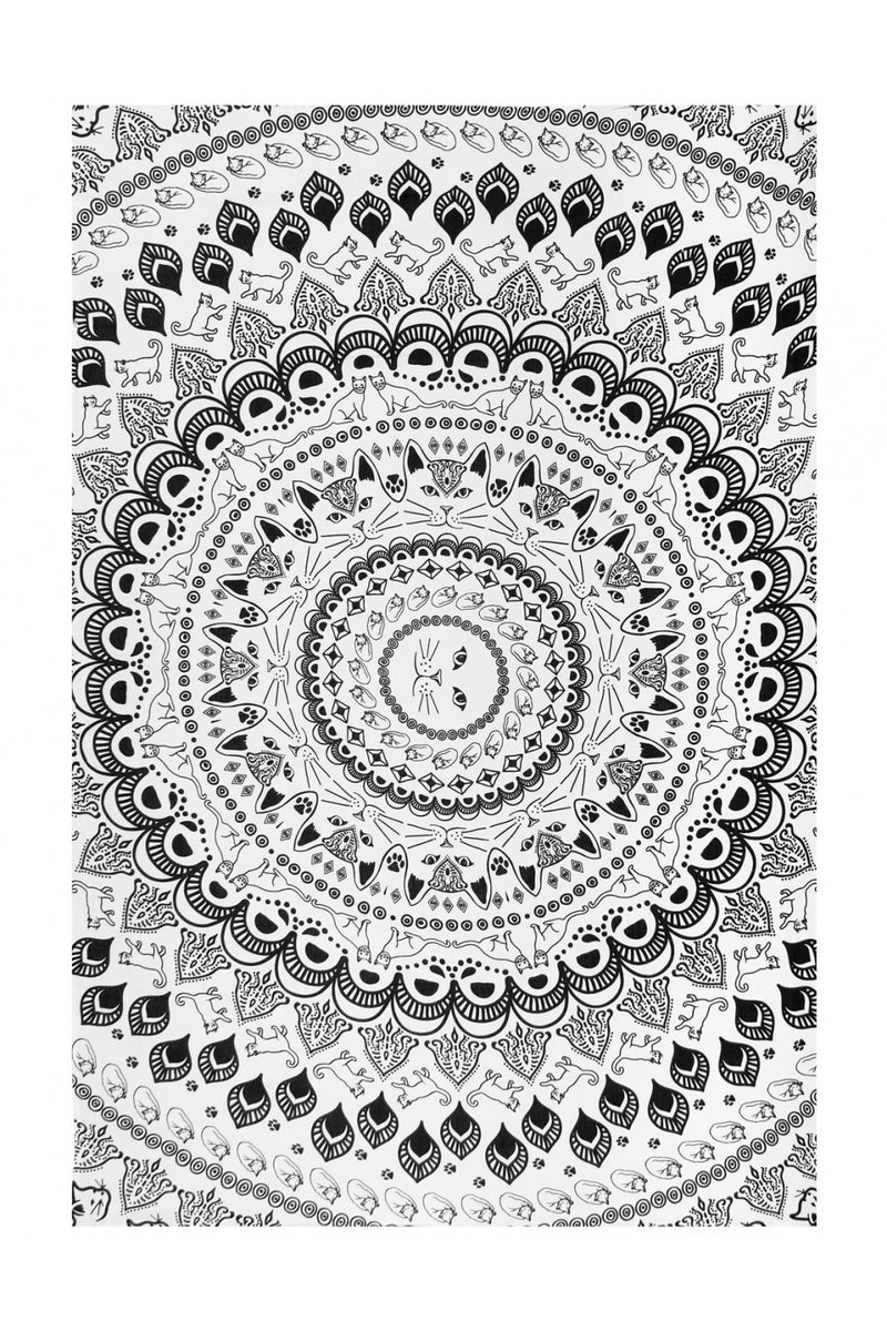 Cat Mandala Black/White