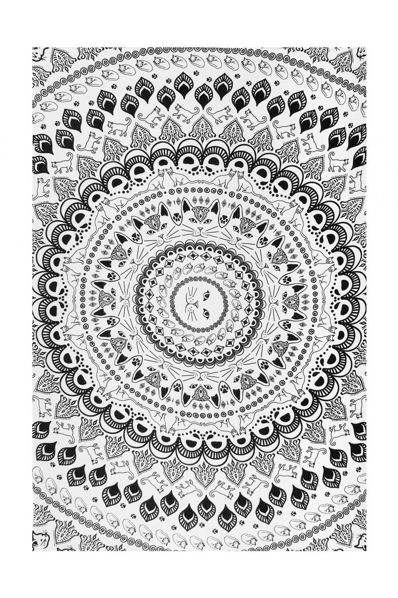 Cat Mandala Black/White