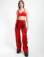 Zip Off Cuff Pant Red