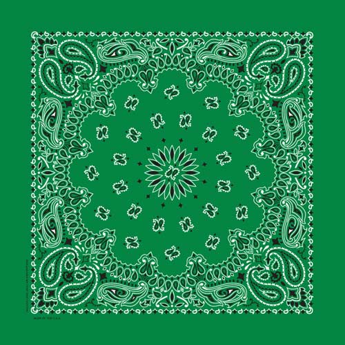 Kelly Green Traditional Paisley Square Bandana