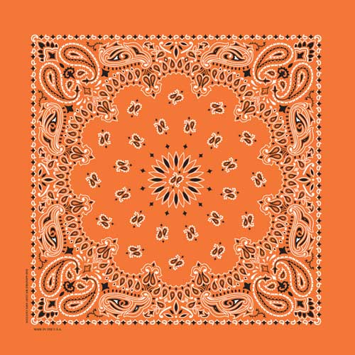 Orange Traditional Paisley Square Bandana