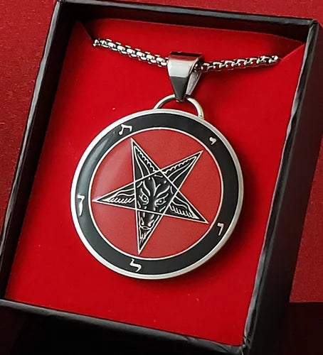 Necklace Sigil of Baphomet Blk/Red V2