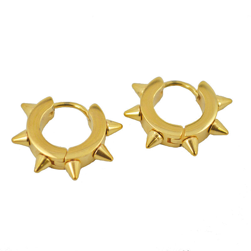 Spiked Hoop Gold Stainless Steel Earring