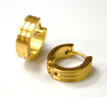 Stainless Steel Gold Huggie 3 Line Earring