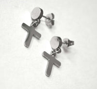 Dangling Cross Stud Stainless Steel Earring