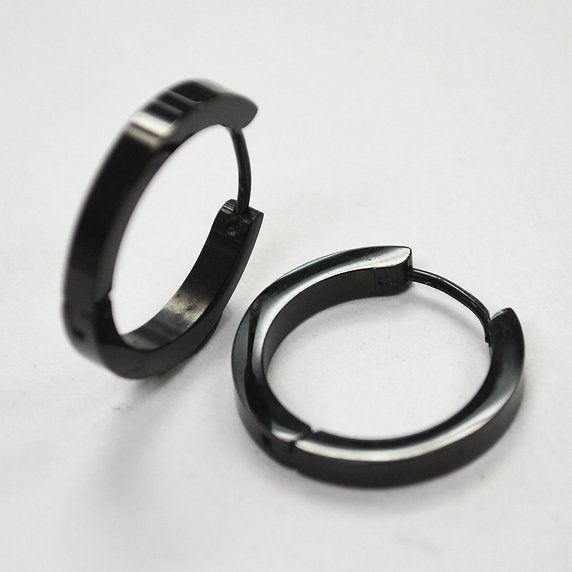 Black Huggie 3/4" Stainless Steel Earring