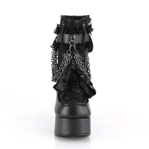 Charade-110 Black Satin Ribbon Ankle Boot