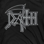 Death New Logo Silver on Black