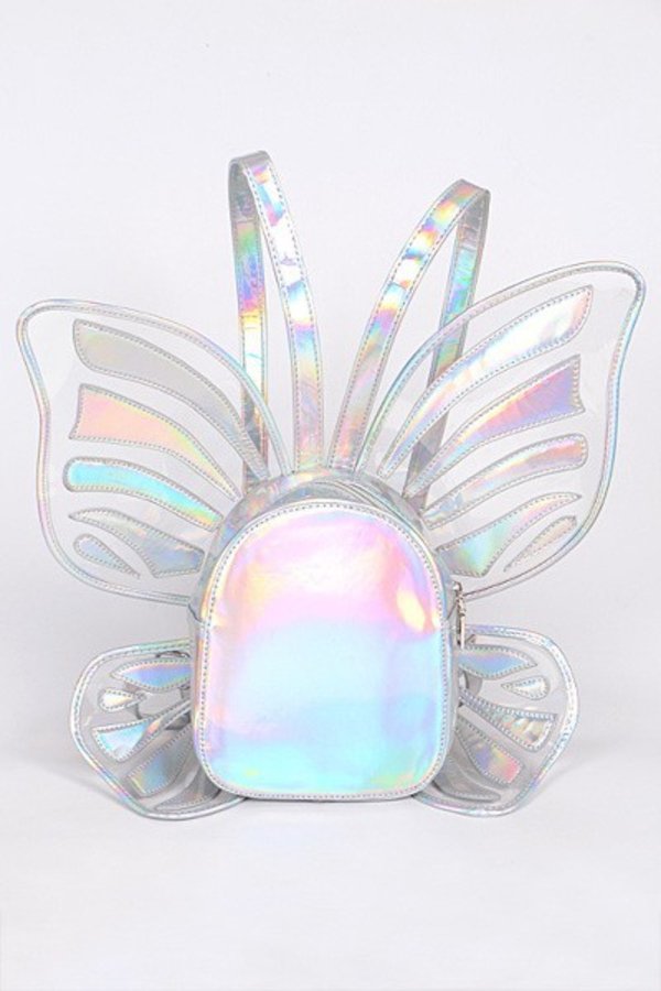 Shiny Butterfly Silver Backpack