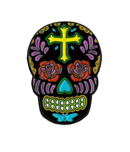 Rose Cross Skull Enamel Pin
