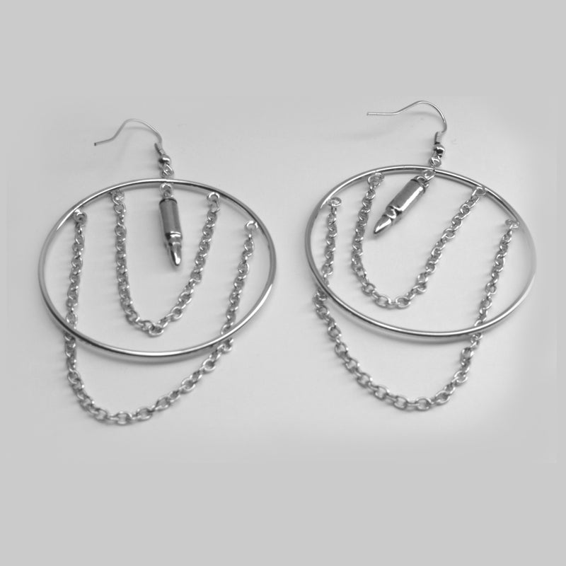 Hoops with Bullet and Chains Earring