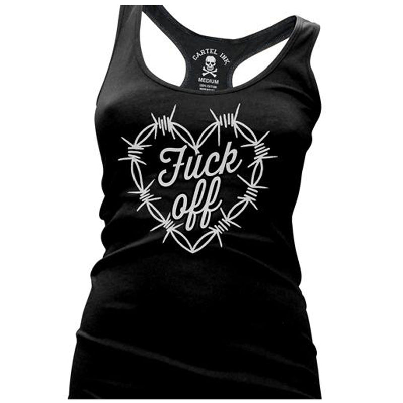 Fuck Off Barbed Wire Heart Racerback Tank