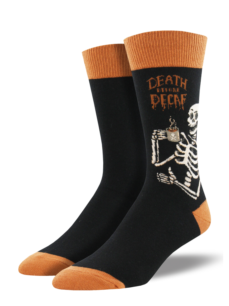Death Before Decaf Black Men's Socks