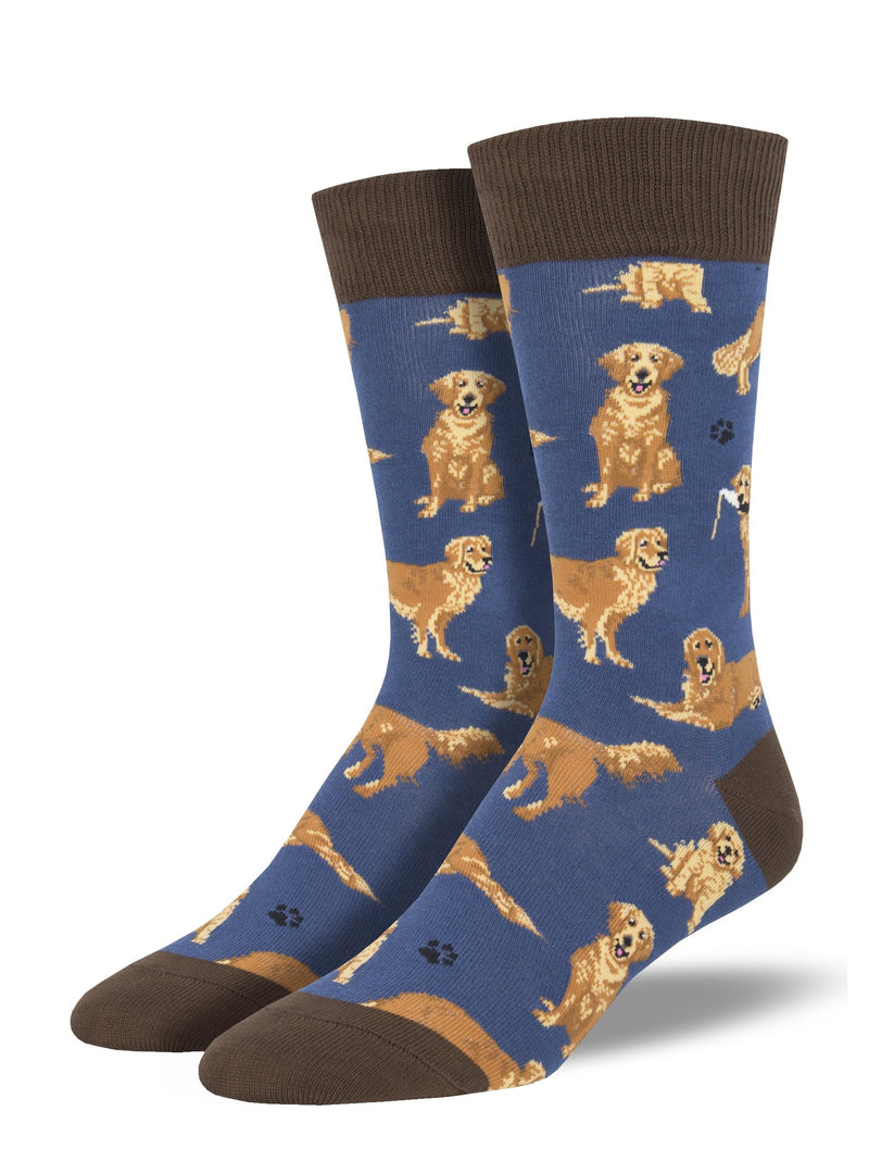 Golden Retrievers Blue Men's Socks