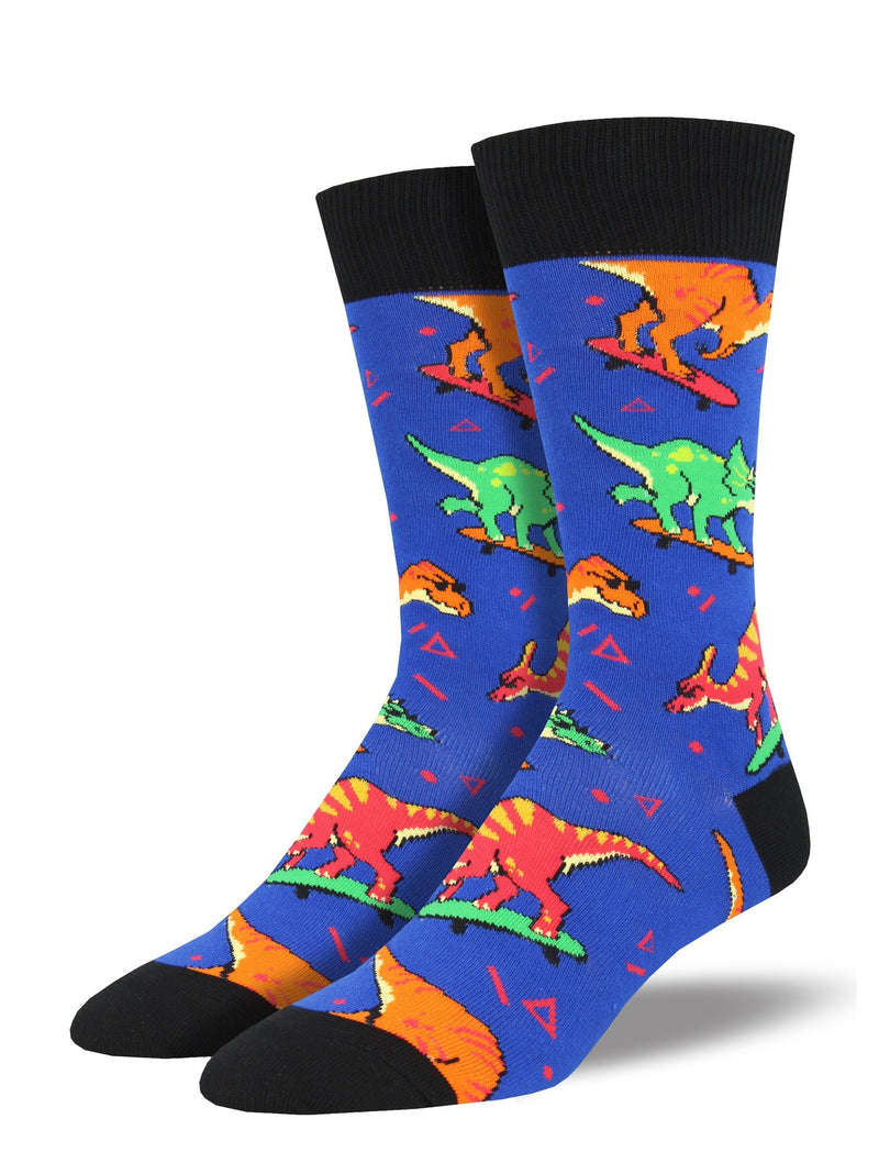 Skate or Dinosaur Blue Men's Socks