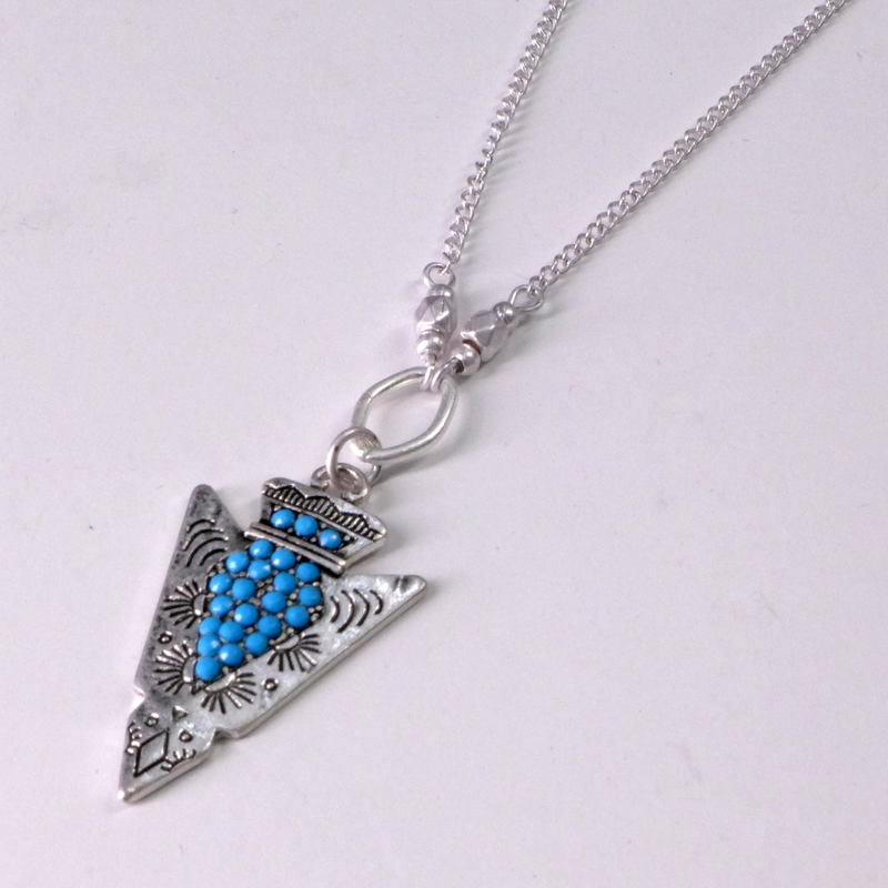 Arrowhead Necklace with Blue Stones