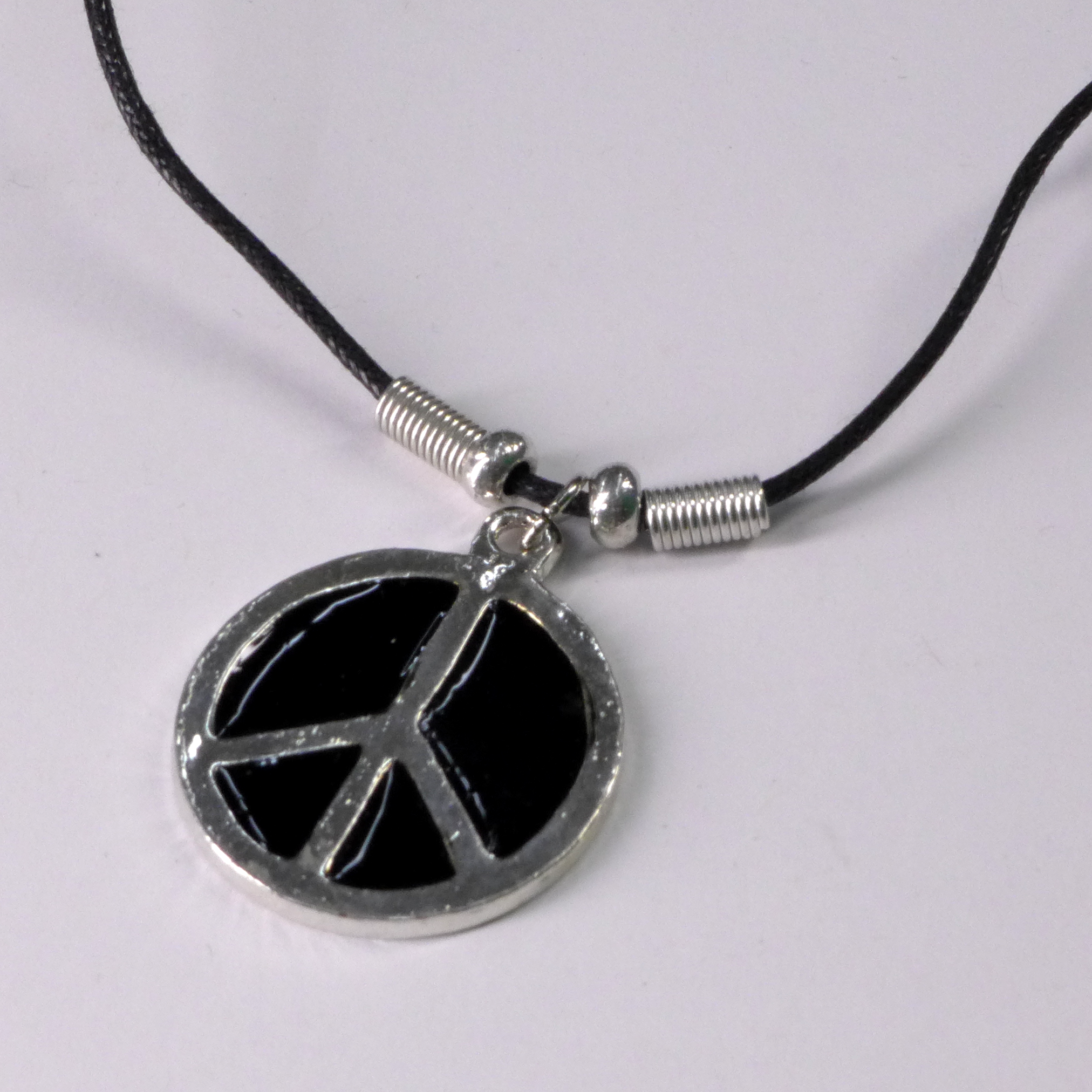 Black Cord Peace Sign Necklace