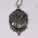 Cameo Silver Necklace with Bronze Skeleton
