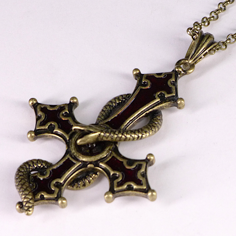 Celtic Cross Necklace with Snake Coiled