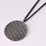 Flower of Life Circle Silver Necklace
