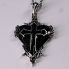 Large Black Heart Black Cross Necklace