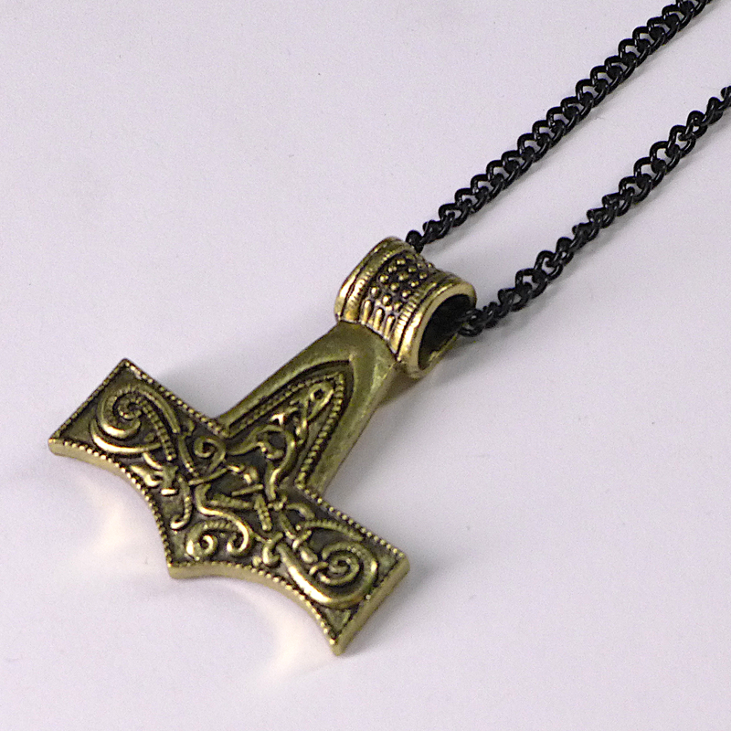 Thor Hammer Gold on Chain Necklace