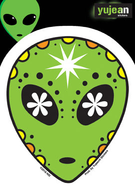 Alien Head Sugar Skull Sticker