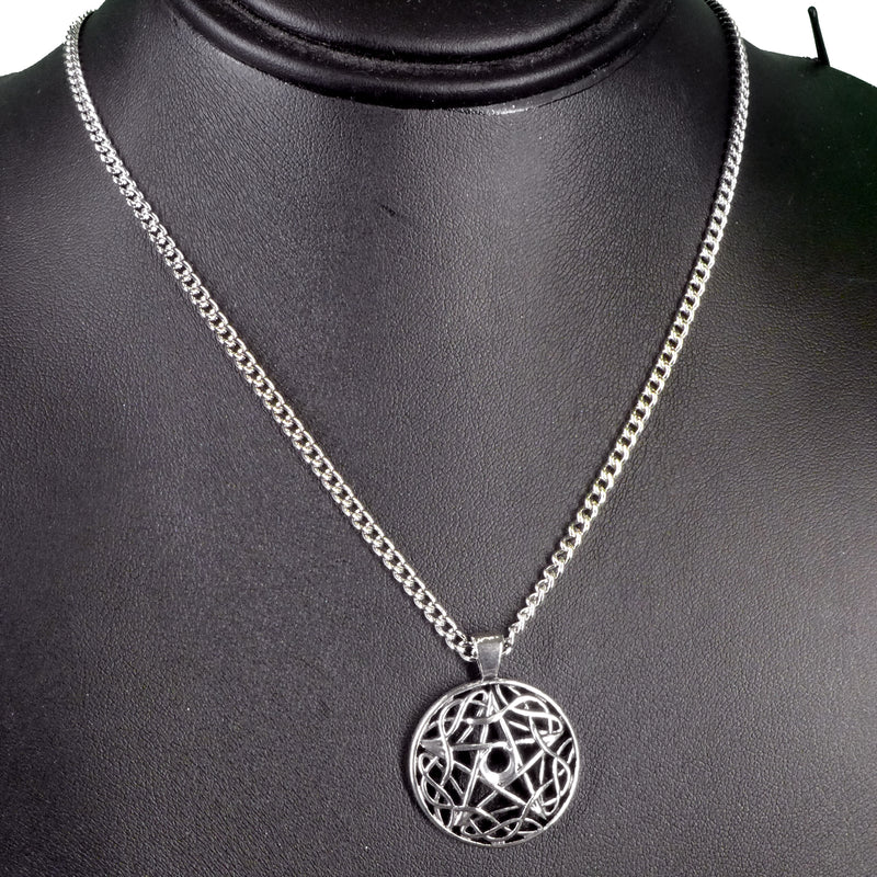 Pentacle Silver In Swirl Necklace