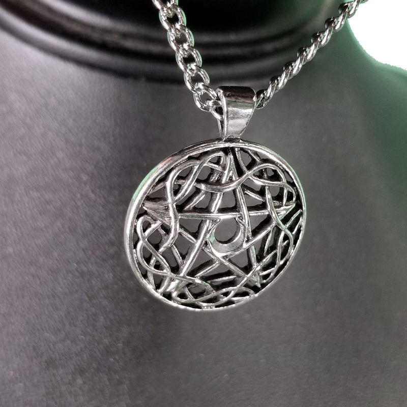 Pentacle Silver In Swirl Necklace