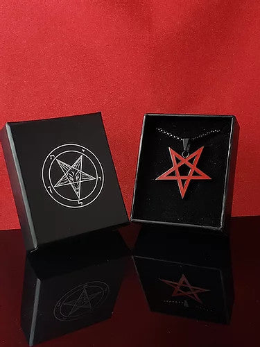 Pentagram Black/Red Stainless Steel