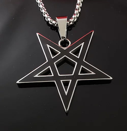 Pentagram Silver/Black Stainless Steel