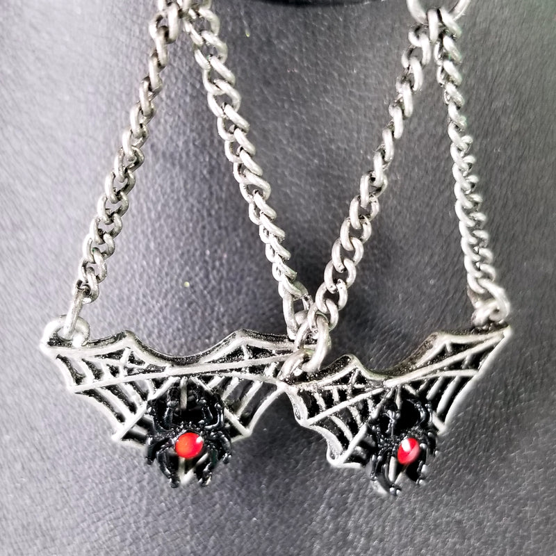 Spiderweb Siam Stone Earrings