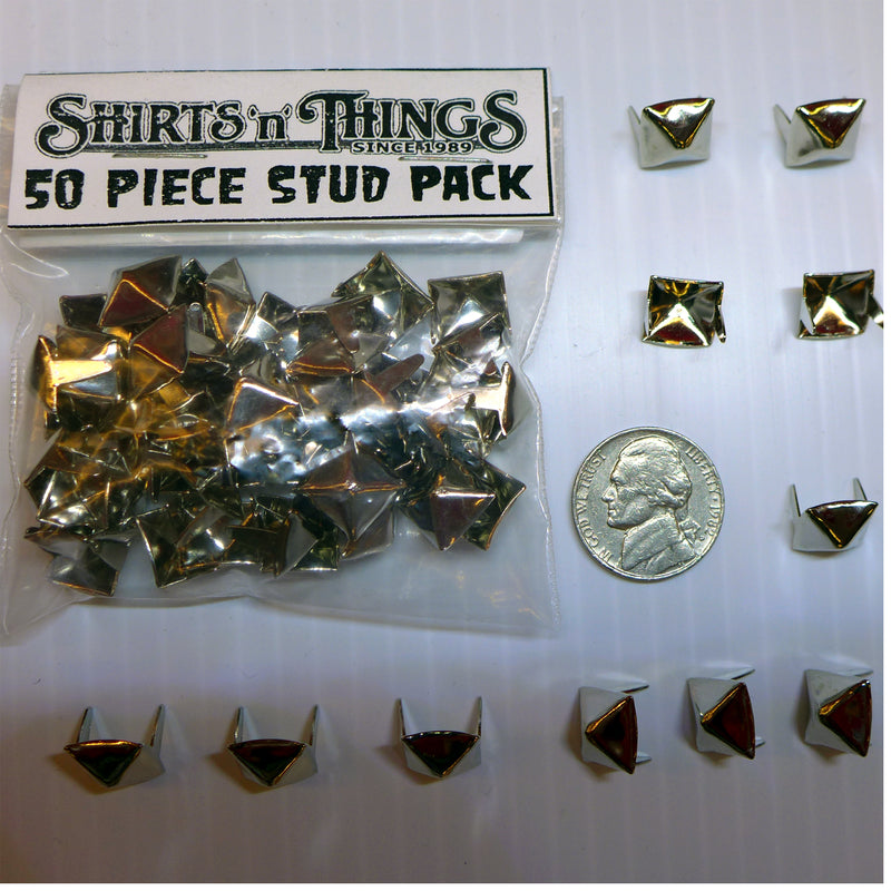 Pyramid Studs Silver-50 pack