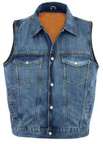Classic Blue Denim Snap Front Button Vest (Battle Vest)