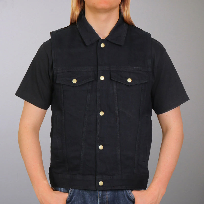 Black Denim Snap Button Vest (BattleVest)