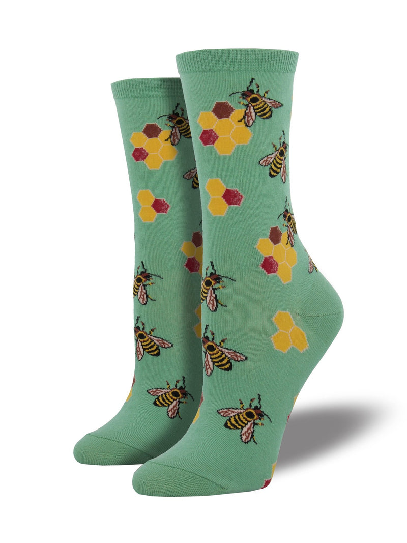 Busy Bees Sea Foam Women's Socks