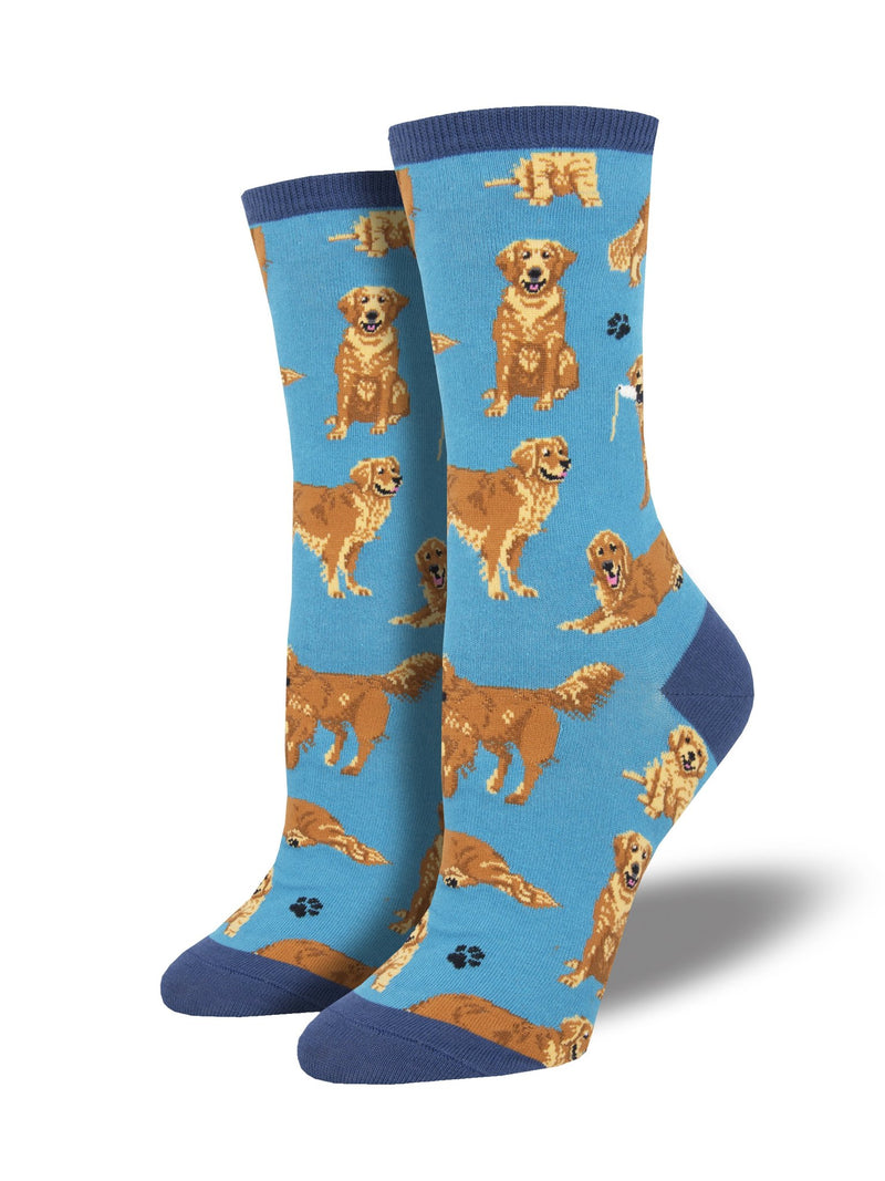 Golden Retrievers Blue Women's Socks
