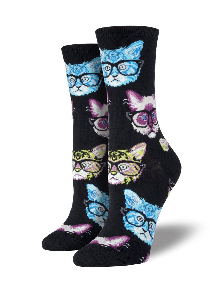 Kittenster Black Multicolor Women's Socks