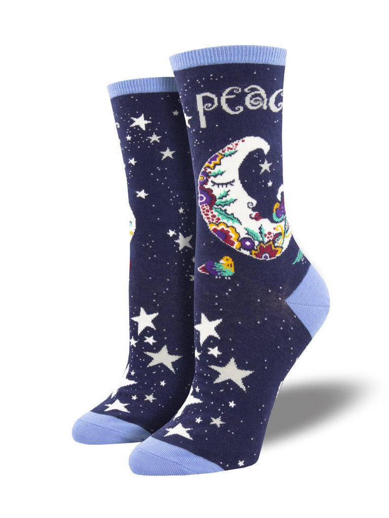 Laurel Burch Peaceful Moon Navy Women's Socks