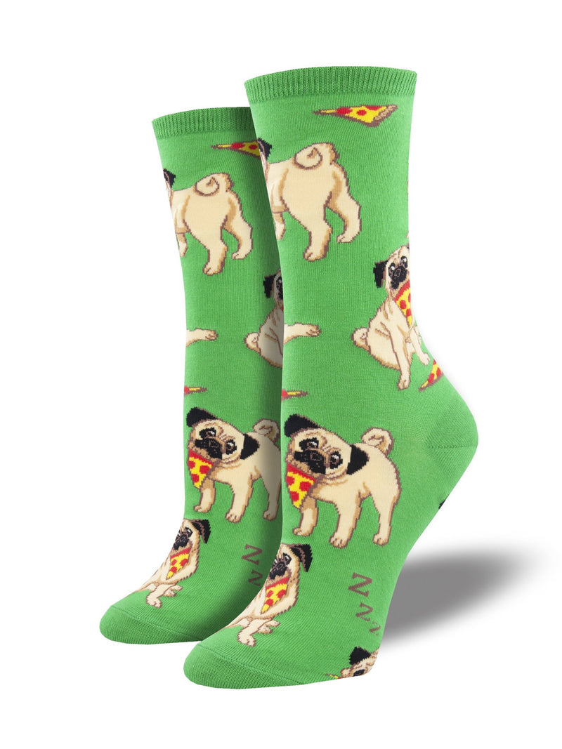 Man's Best Friend Pugs Green Women's Socks